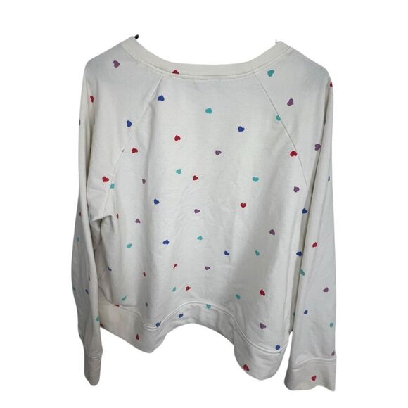 Wild Fox Colorful Heart Patterned White Long Sleeve Sweatshirt - Picture 3 of 4